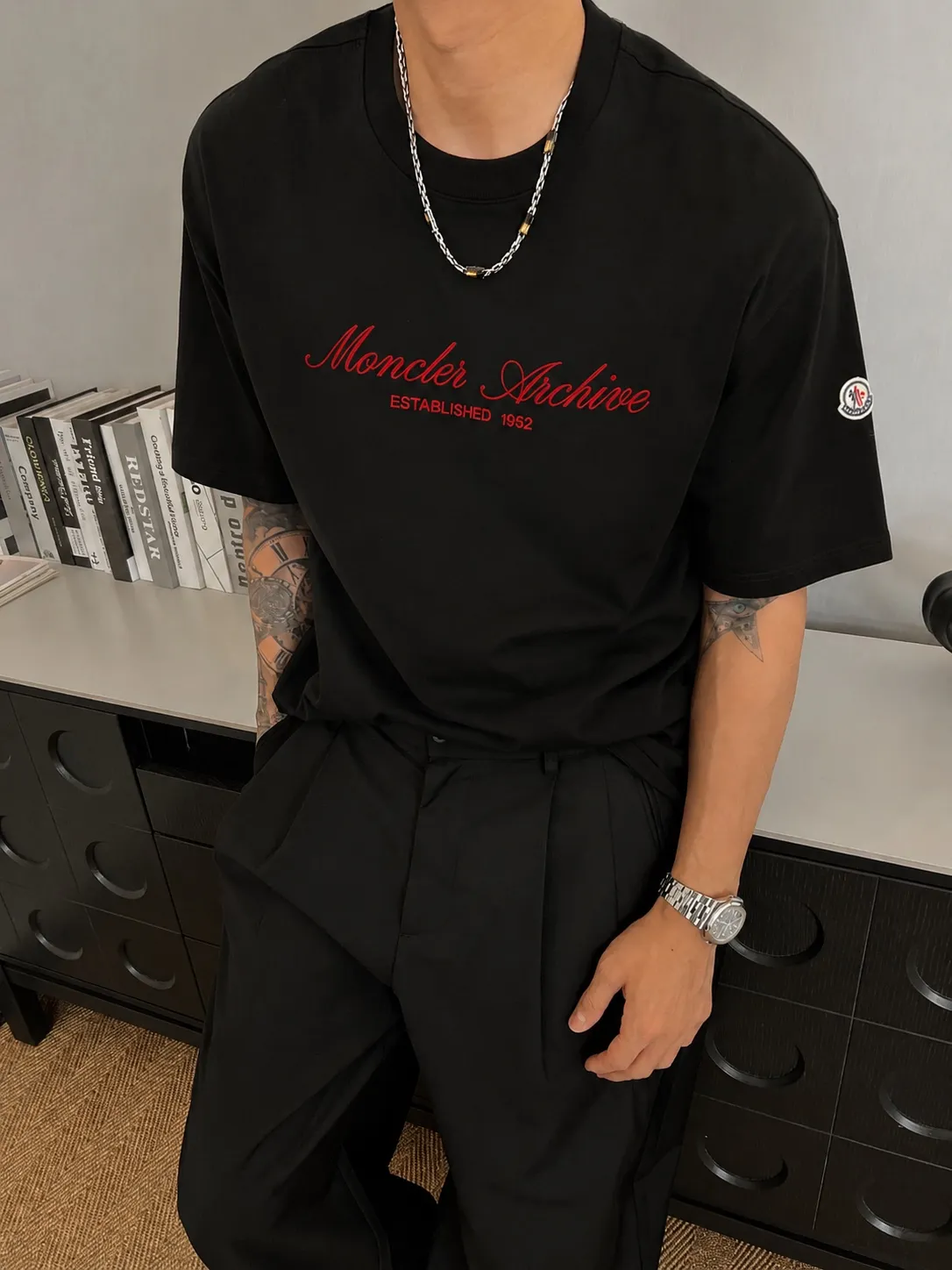 moncle～ 《 》7a tee ， Same Style ， : Black White Coffee Brown Size：S（90-130 ） M（125-150 ） L（135-165 ） XL（160-190 ） XXL（185-220